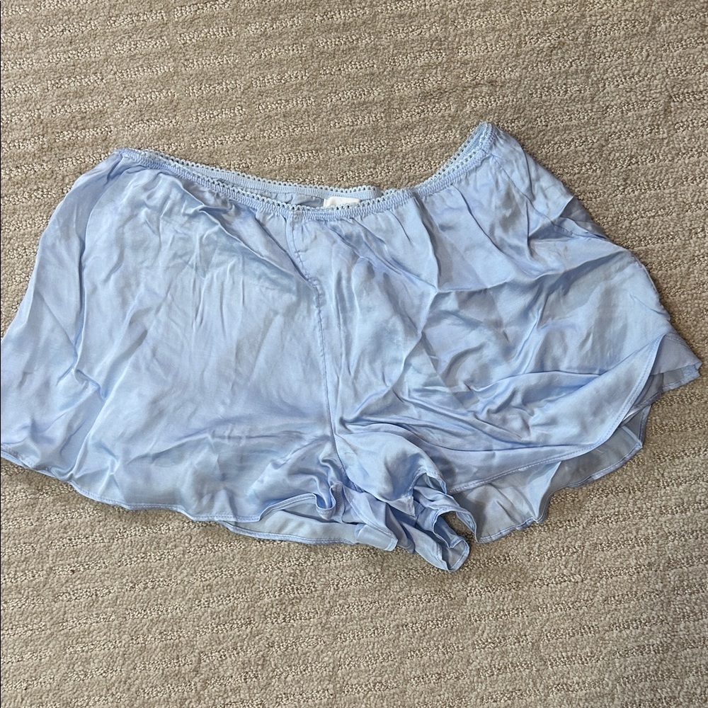 Light Blue Satin Shorts